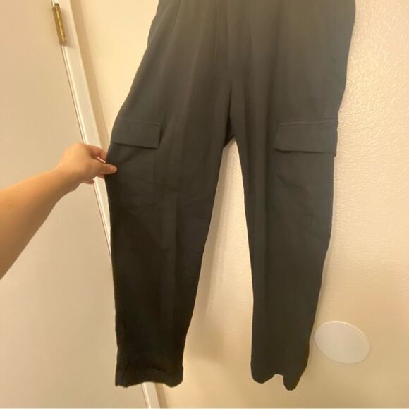 Gap black pull on Twill Cargo Pants mid rise cotton lyocell tincel trousers M - Picture 3 of 14